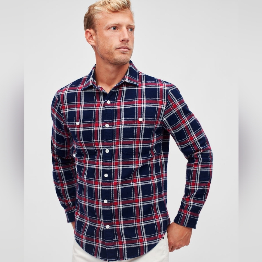 Bonobos Casual Button Down Shirt in Blue and Red Plaid 100% Cotton Size Small